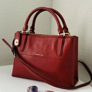 Coach Borough Turnlock Bag Mini Red Pebble Leather